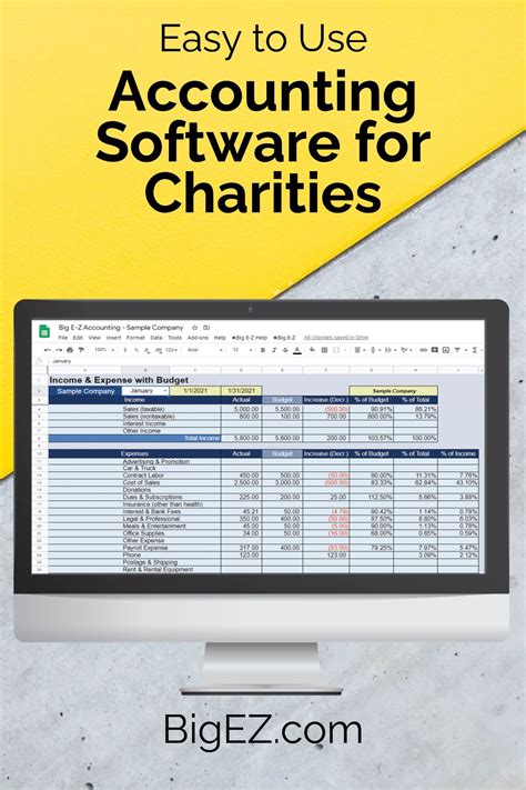 accoutns software for charities